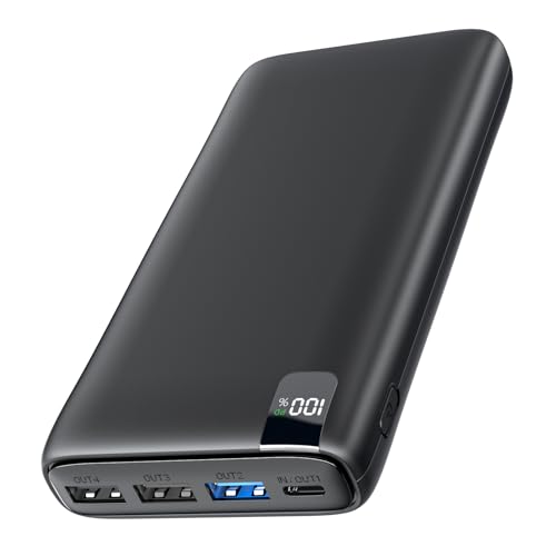 Power Bank 27000Mah Batteria Esterna: Hiluckey 22,5W Ricarica Rapida Caricabatteria Portatile Con Display Digitale Led E 4 Porte Per Smartphone Tablet