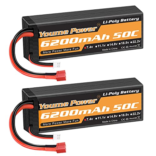 2S Lipo Batteria 6200Mah 50C Batterie Lipo 7,4V Rc Hardcase Con Connectore Deans T Spina Compatibile Con Losi 1/8 1/10 Rc Auto Camion Veicolo Elicotte