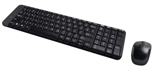 Logitech Mk220 Combo Tastiera E Mouse Wireless Compatti Per Windows, Layout Internazionale Qwerty - Nero