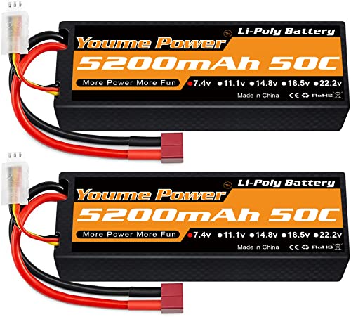 2S Lipo Batteria 5200Mah 50C 7,4V Batteria Rc Hardcase Con Connectore Deans T Spina Compatibile Con Losi 1/8 1/10 Rc Auto Camion Veicolo Elicottero Ae