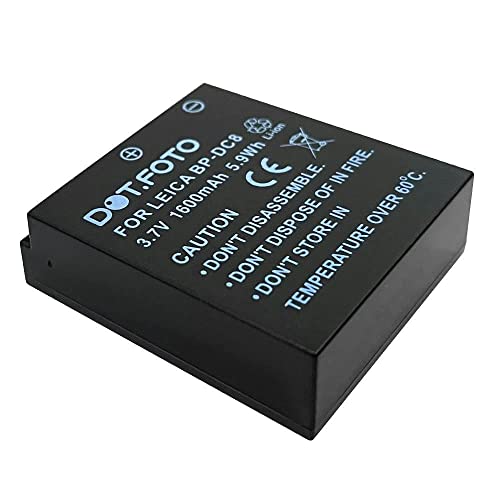 Dot.Foto Bp-Dc8, Bp-Dc8-E Premium 3.7V / 1600Mah Batteria Ricaricabile Per Leica X1, X2, X Vario, X-E (Typ 102), X-U (Typ 113)