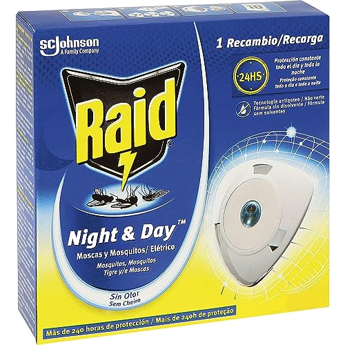 Raid Night & Day - Ricambio Per Apparecchio Elettrico Anti Mosche, Blu, L'Ambalaggio Può Variare, 1 Pezzo (Confezione Da 1)
