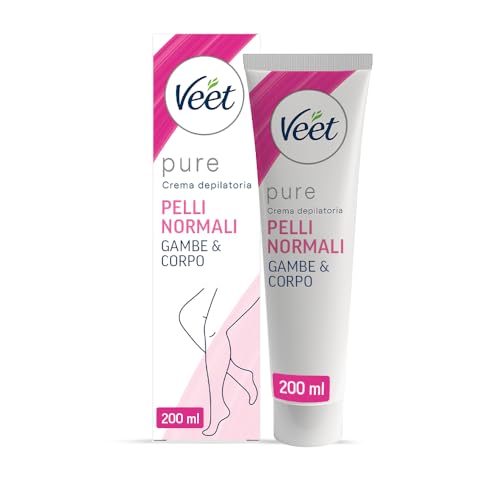 Veet Pure Crema Depilatoria Gambe, Corpo, Ascelle E Zona Bikini Per Pelli Normali, Dermatologicamente Testata, 200Ml