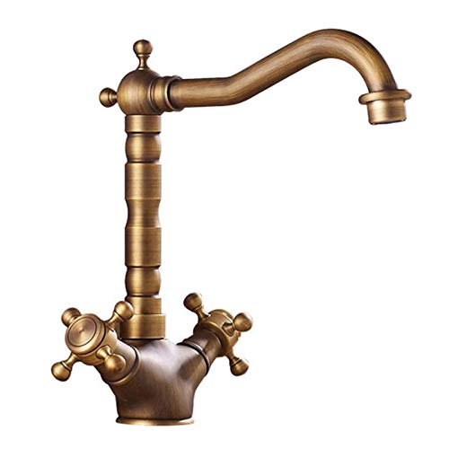 Diyarts 360 ° Rotating Antique Copper Faucet Double Brass Rubinetto Da Cucina Lavello Lavandino Rubinetto Bagno Delicato Rubinetto Vintage Per Acqua C