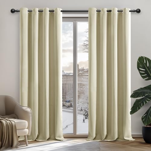 Deconovo Tende Oscuranti Termiche, Anti Freddo, Dal Design Moderno Con Occhielli, Tende Per Salone E Camera Da Letto, Da 132 X 214 Cm (Larghezza X Alt