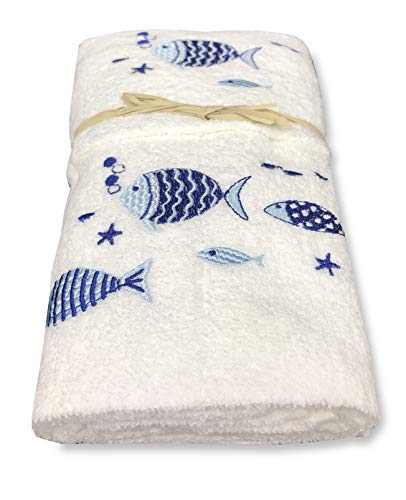 Tex Family Set Asciugamani Mare Pesciolini Fondo Bianco
