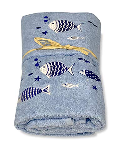 Tex Family Set Asciugamani Mare Pesciolini Fondo Blu