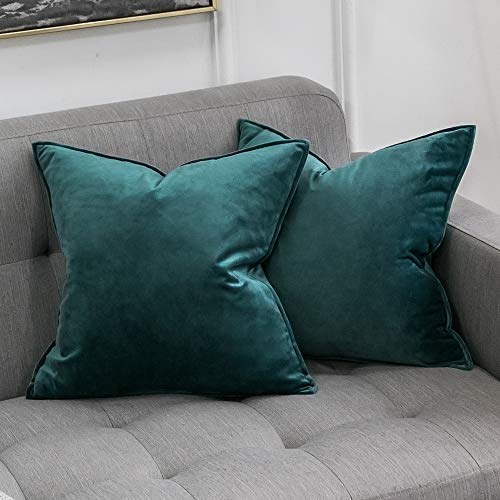 Miulee Confezione Da 2 Fodere Borde Avvolte Morbide In Velluto Decorative Federe Copricuscini Per Divano Soggiorno Camera Da Letto 45 X 45 Cm Verde Sc