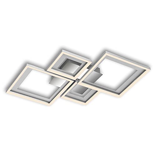 Briloner - Lampada Da Soffitto Led, Dimmerabile A Passi, Lampada Da Soffitto Orientabile Led, Cornice Led, Sottosquadro, Alluminio-Cromo, 530X530X75 M