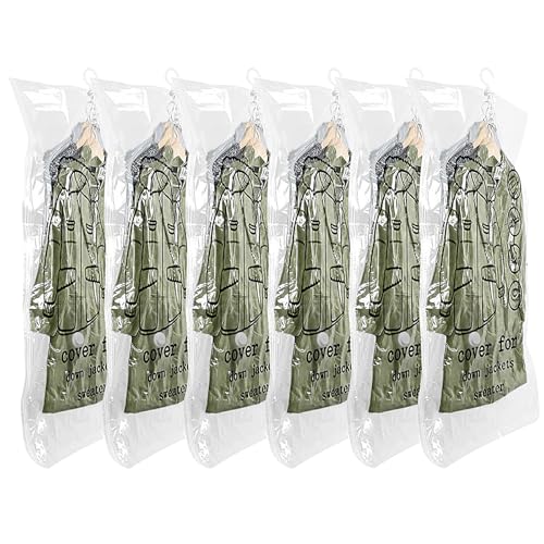 Sacchetti Sottovuoto Vestiti Da Appendere, 110X70Cm Sacchi Sottovuoto Piumoni Da 6, Vacuum Storage Bags Salvaspazio Per Vestiti, Organizer Per Armadio