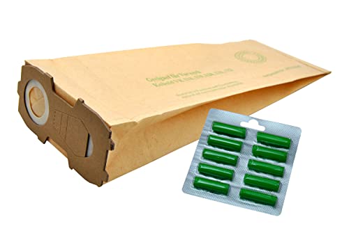 10 Sacchetti Per Aspirapolvere Indicato Per Vorwerk Kobold 118 119 120 121 122 Con Extra Forte Flangia Incl. 10 Ricariche Profumo Erba Estiva