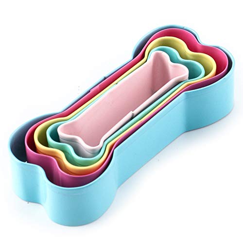 Amison - Set Di Formine Per Biscotti A Forma Di Osso Di Cane, In Acciaio Inox, A Forma Di Osso, Colorate, Senza Bpa, 5 In 1