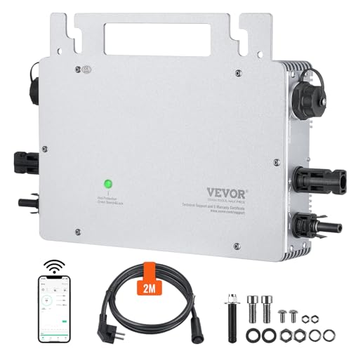 Vevor Micro Inverter Collegamento Alla Rete Solare, 800W, Ip65 Impermeabile Alla Rete Solare Dc18-50V Tensione Di Esercizio Con Cavo Di Alimentazione