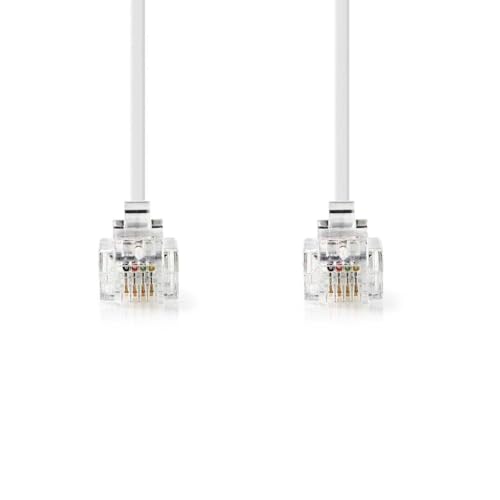 Nedis Cavo Per Telecomunicazioni | Rj11 Maschio | Rj11 Maschio | 10.0 M | Design Cavo: Piatto | Placcatura: Placcato Oro | Tipo Di Cavo: Rj11 | Bianco