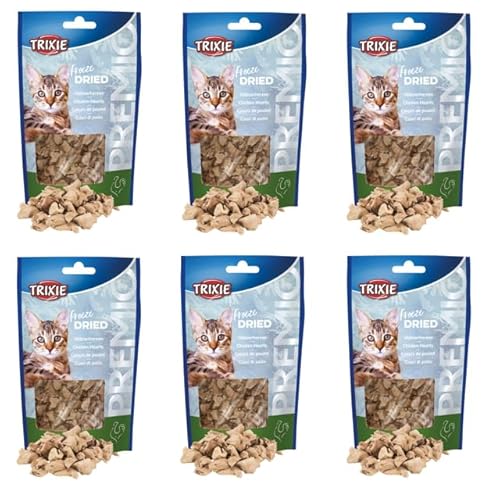 Trixie Premio Freeze Dried Cuori Di Pollo | Confezione Da 6 | 6 X 25 G | Snack Monoproteico Per Gatti | 100% Cuori Di Pollo | Liofilizzati, Intensamen