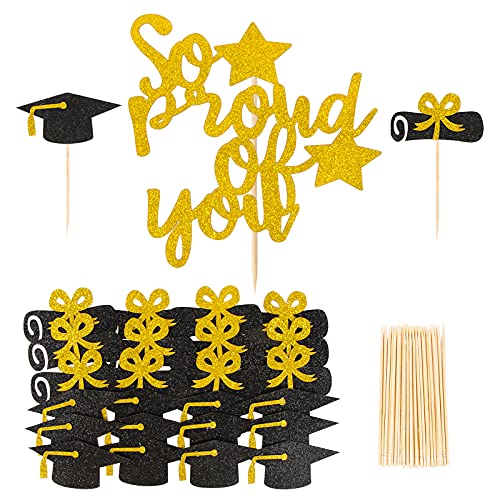 Betessin 25Pz Decorazione Laurea Toppers So Proud Of You Per Torta Cupcakes Toppers Addobbi Gadget Per Festa Laurea Graduation