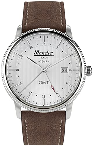 Mondia Orologio Uomo Vintage Pelle Marrone Gmt 42Mm Ref.Mi750-1Cp