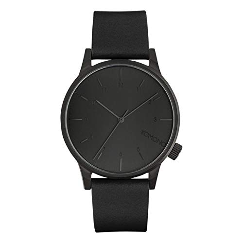 Komono Winston Regal All Black Men'S Japanese Quartz Analogue Watch With Leather Strap