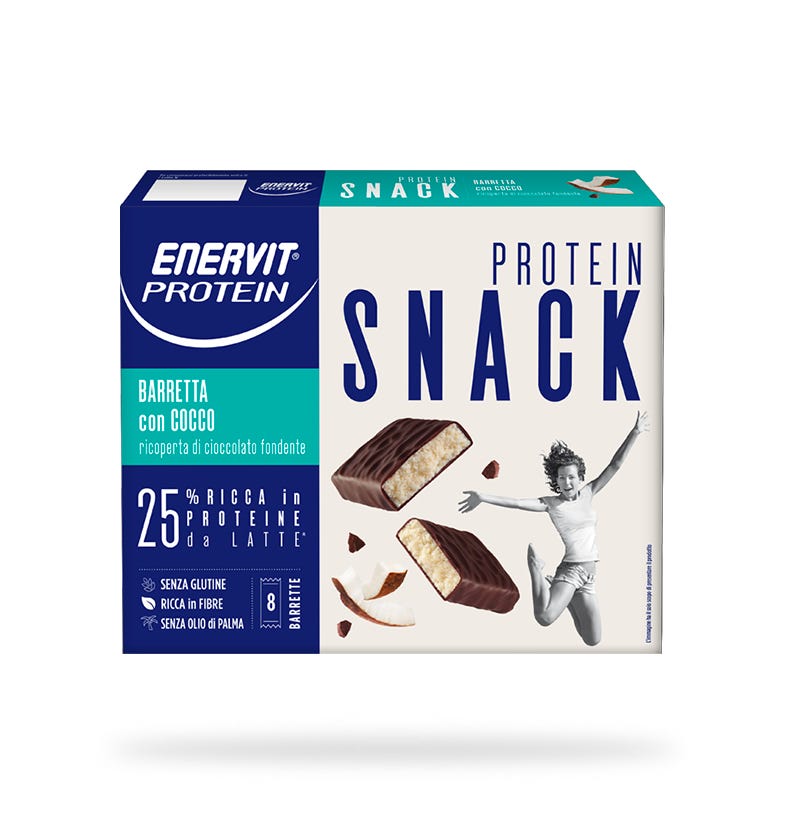 Enervit Protein Snack Barrette Proteiche Con Scaglie di Cocco e Cioccolato fondente 8 Barrette 27 gr