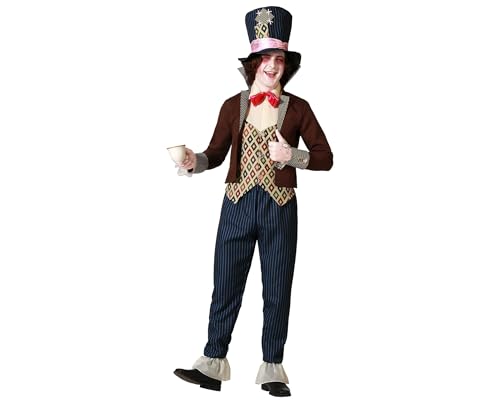 Atosa | Costume Cappellaio Matto Da Uomo | Carattere Iconico, Stile Eccentrico E Accattivante Con Cappello Decorativo, Giacca Vintage E Pantaloni A Ri