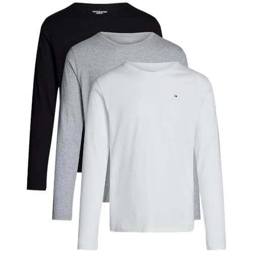 Tommy Hilfiger 3P Ls Tee Um0Um03378 Altri Top Intimo, White (White/Black/Grey Heather), S Uomo