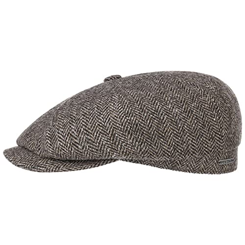 Stetson Hatteras Classic Wool Berretto Con Visiera - Coppola Da Uomo - Con Fodera In Cotone - Cappello Maschile Con Motivo A Spina Di Pesce - Autunno/
