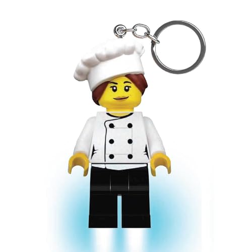 Lego Minifigures Grande 3 Pollici Alta Figura Portachiavi Luce - Chef Femminile (Ke218H), Bianco, Large - 3 Inches Tall