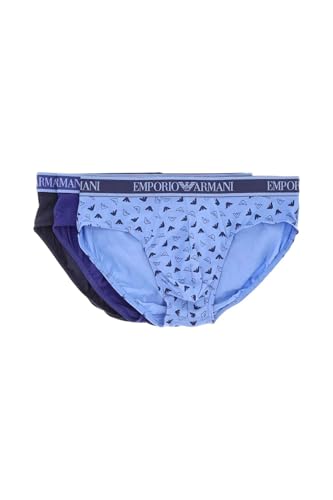 Emporio Armani Core Logoband 3-Pack Brief Briefs, Mar/St Azzur/Inchios, M Men'S