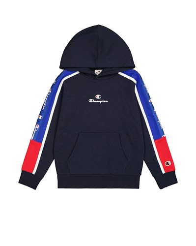 Champion Legacy Retro Sport B (306856) -Ultralight Soft Compact Fleece Taped Felpa Con Cappuccio, Blu Marino/Blu Profondo (Nny/Bai/Wht), 3-4 Anni Bamb