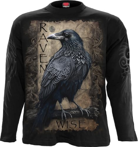 Spiral Raven Wise Uomo Maglia Maniche Lunghe Nero L 100% Cotone Regular