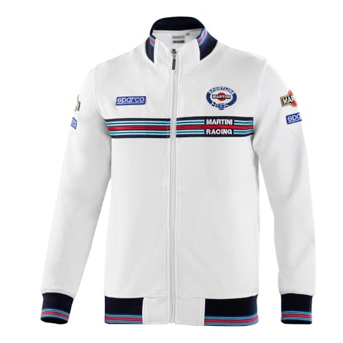 Sparco Sudadera Con Cremallera Martini-R Felpa, Blanco, M Unisex-Adulto
