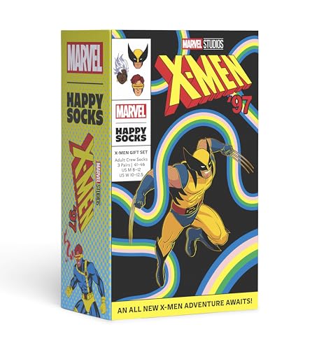 Happy Socks X Marvel™ Edition – Calzini In Cotone In Divertenti Scatole Regalo, Marvel X-Men - Confezione Da 3 Confezioni Regalo, 36-40