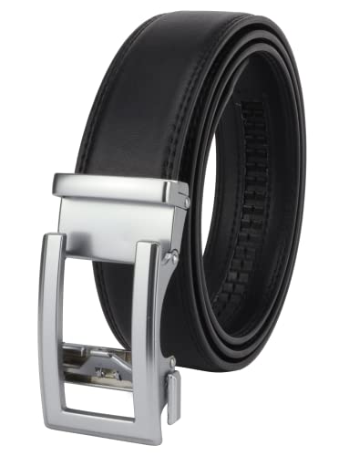 Masters & Stylists Cintura Uomo Nera, Cintura In Pelle Con Fibbia Automatica Senza Buchi, Cinta Elegante E Resistente, Regalo Uomo, Larghezza 3.5Cm, L