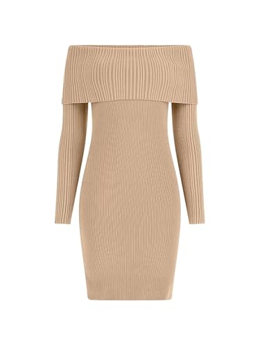Guess Abito Corto Multicolore Lunga Manica Regolare Lunga Sotto Il Ginocchio Travertine Sand L