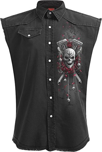 Spiral Dotd Bikers Uomo Gilet Nero L 100% Cotone