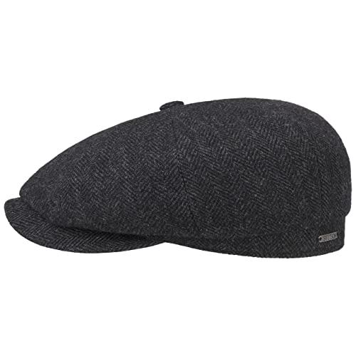 Stetson Hatteras Classic Wool Berretto Con Visiera - Coppola Da Uomo - Con Fodera In Cotone - Cappello Maschile Con Motivo A Spina Di Pesce - Autunno/