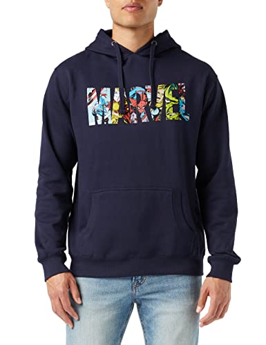 Marvel Logo Characters Cappuccio, Blu (Navy Navy), Xx-Large Uomo
