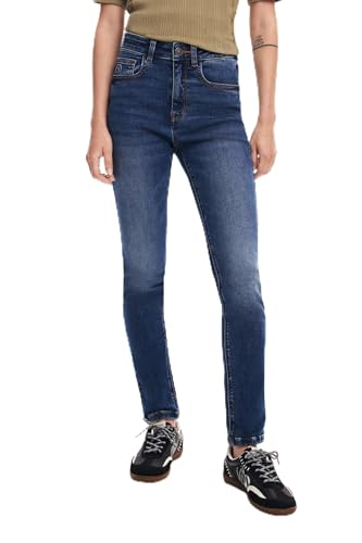 Desigual Pantaloni Lunghi Da Donna In Denim Jeans, Blu, 50