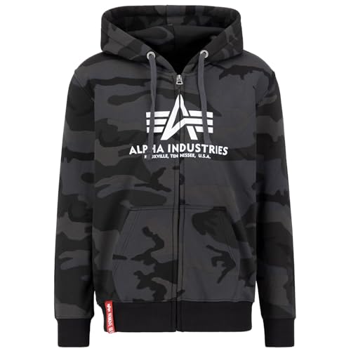 Alpha Industries Basic Zip Hoody Camo Felpa Con Cappuccio Da Uomo Black