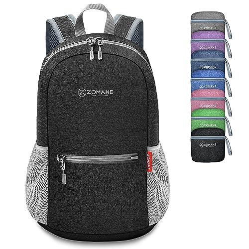 Zomake Zaino Piccolo Pieghevole 10 Litri Ultraleggeri Per Viaggio Trekking Da Passeggiata,Mini Zaini Tascabile Per Donna Uomo(Nero)