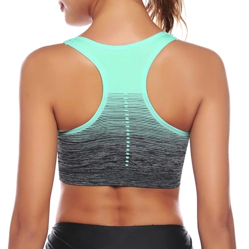 Sykooria Donna Reggiseno Sportivo Reggiseno Da Allenamento Senza Ferretto Top Fitness Donna Palestra Imbottito Per Ginnastica Yoga Verde M