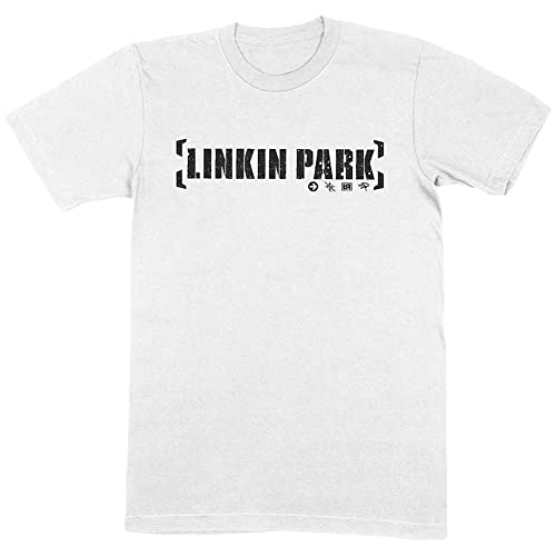 Linkin Park - Maglietta Con Logo In Cotone Per Adulti Unisex, Bianco, M