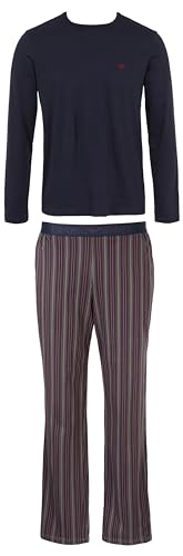 Emporio Armani Pattern Mix Long Pajamas Pajama Set, Marine/Stampa Righe, L Men'S