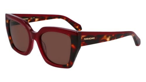 Ferragamo Sf2035S Occhiali Da Sole, Opaline Bordeaux/Rosso Tortoise, 52 Unisex-Adulto