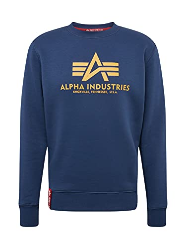 Alpha Industries Basic Sweater Felpa Da Uomo Maglione, New Navy/Wheat, Xl