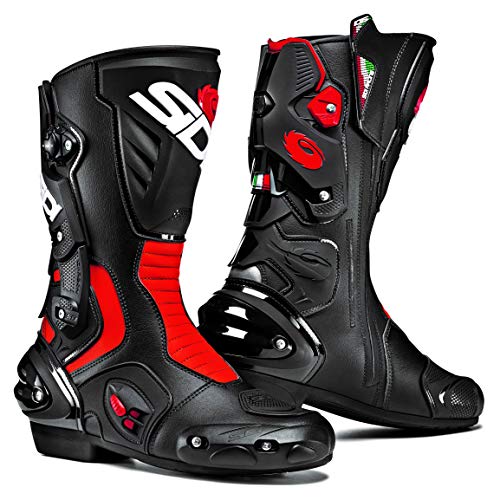 Sidi Vertigo 2 Stivali Moto Uomo, 43, Nero Rosso Fluo