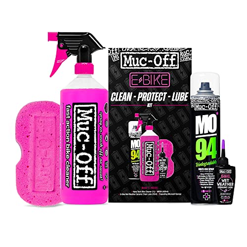 Muc-Off Ebike Kit Pulisci, Proteggi & Lubrifica - Elementi Essenziali Per Pulire, Proteggere E Lubrificare La Tua E-Bike - Include Detergente Per Bici