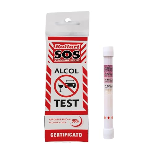 Bottari S.O.S – Alcol Test Monouso Certificato, Alcol Test Approvato Unione Europea, Portatile, Etilometro, Alcol Test Usa E Getta, Risultato Rapido (