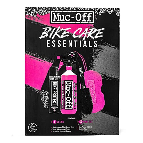 Muc-Off Bike Care Essentials Kit - Kit Pulizia Bici Essenziale - Include Detergente Bici, Spray Protettore Bici, Spazzole Pulizia Bici E Molto Altro