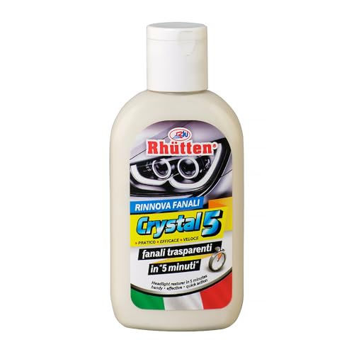Rhütten Crystal 5, Rinnova Fanali Auto In 5 Minuti, Crema Lucidante Fari Gialli E Opachi, Ridona Trasparenza Plastica Dura, Rinnova Fari Veloce, No Ca